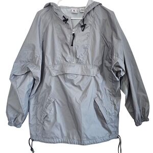 Vintage Foot Locker Grey Ripstop Half Zip Hooded Windbreaker Jacket Mens Medium